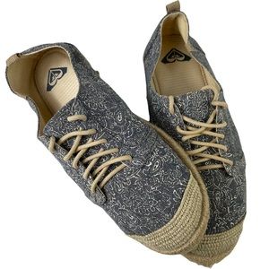 Roxy Women’s Floral Lace-up Beach Shoes Raffia Swimming Summer Vacation Size 9.5